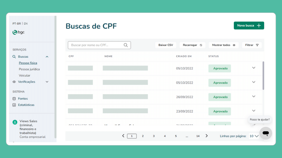 Consulta de antecedentes criminais